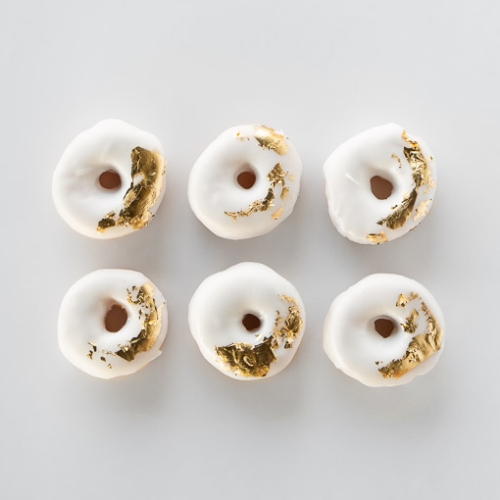 White Iced Donut with gold leaf decoration | Click & Collect | LaManna