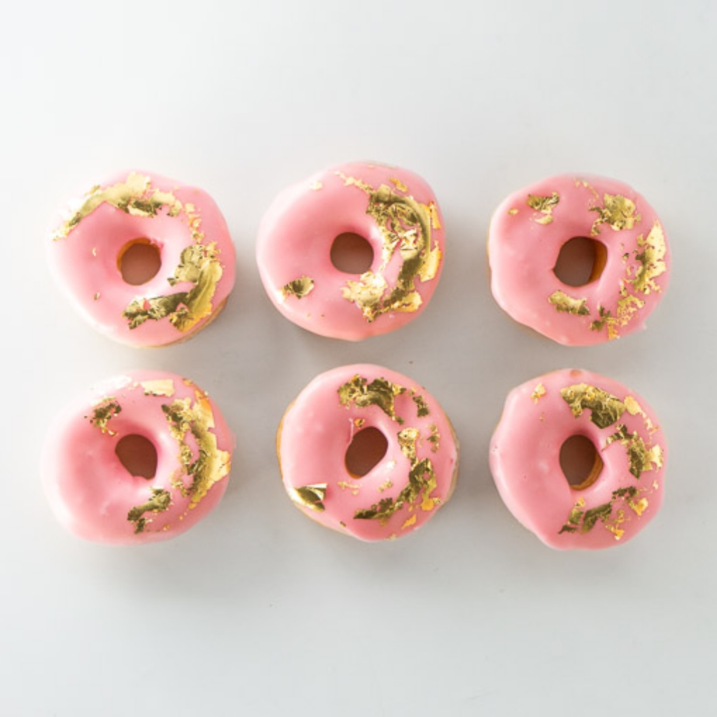 Pink Iced Donut with gold leaf decoration | Click & Collect | LaManna