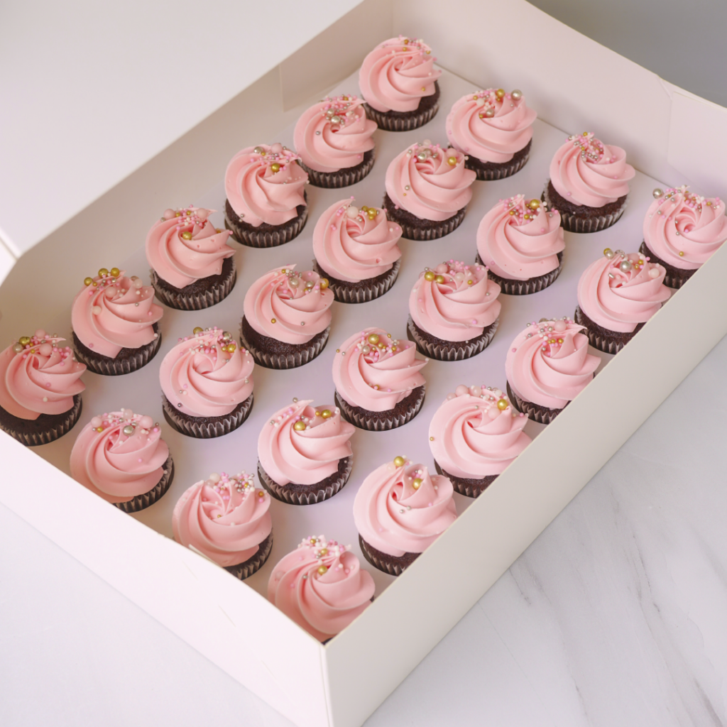 Mini Chocolate Cupcakes - Pink Frosting and sprinkles | Click & Collect