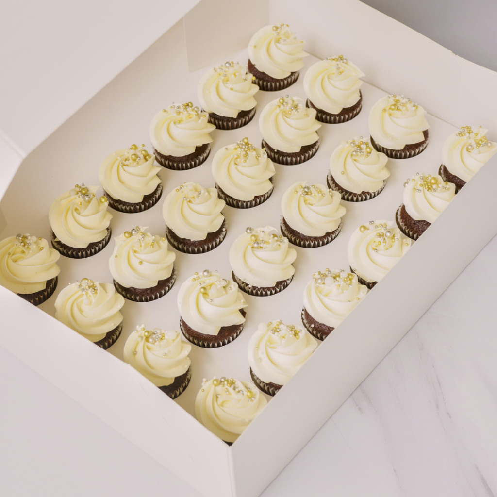 Mini Chocolate Cupcakes - White Frosting with sprinkles | Click & Collect | LaManna