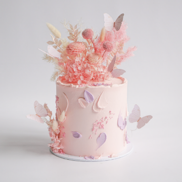 Picture of Buttercream Cake | Pink Painted with Butterflies