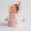 Picture of Buttercream Children's Cake | Pink Painted Butterflies