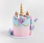 Magical unicorn buttercream cakes with gold horn, ears & colourful mane.
