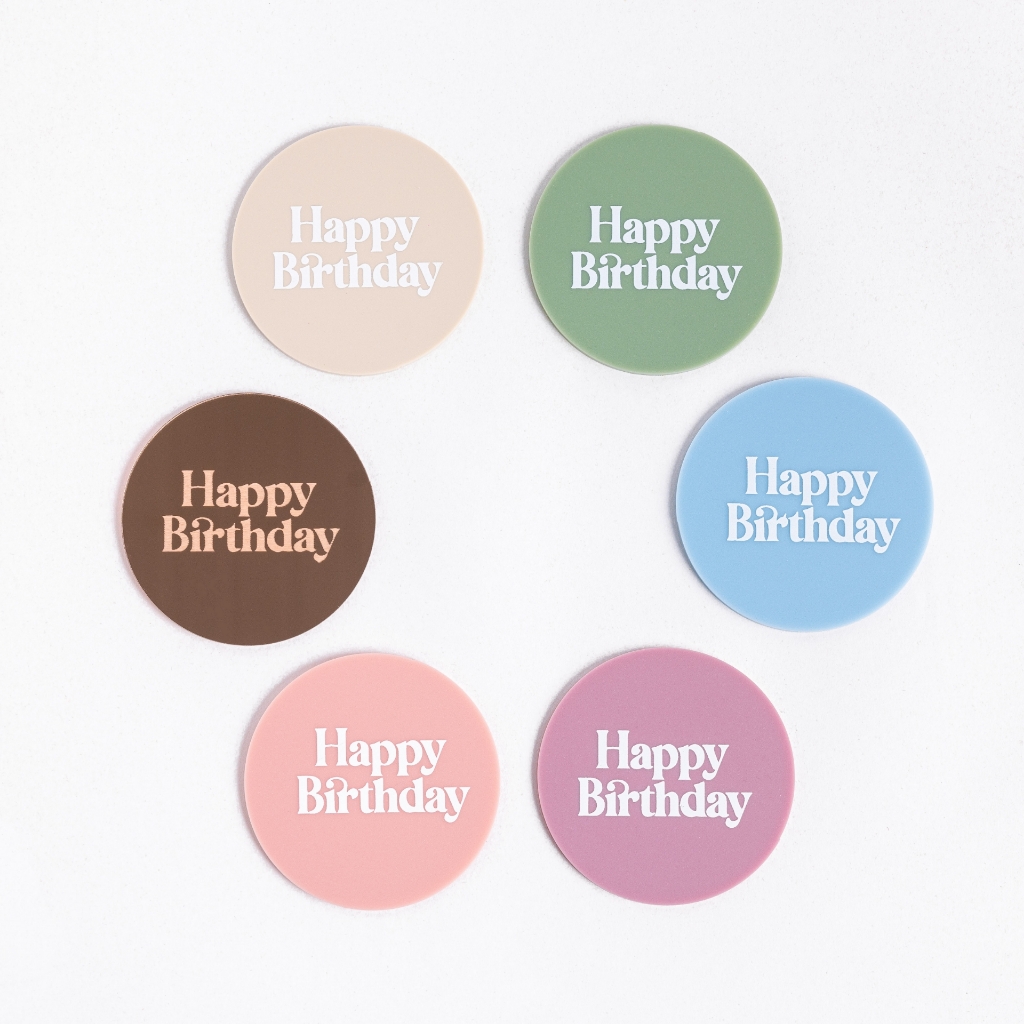 Picture of Happy Birthday Cake Topper | Round Disk