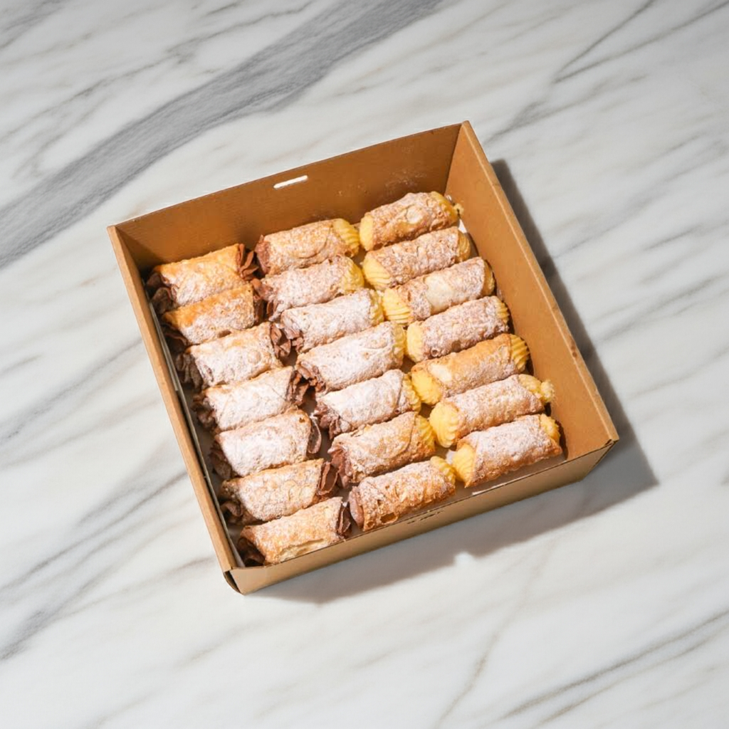 Mini Custard Cannoli 21 pieces in a box from LaManna
