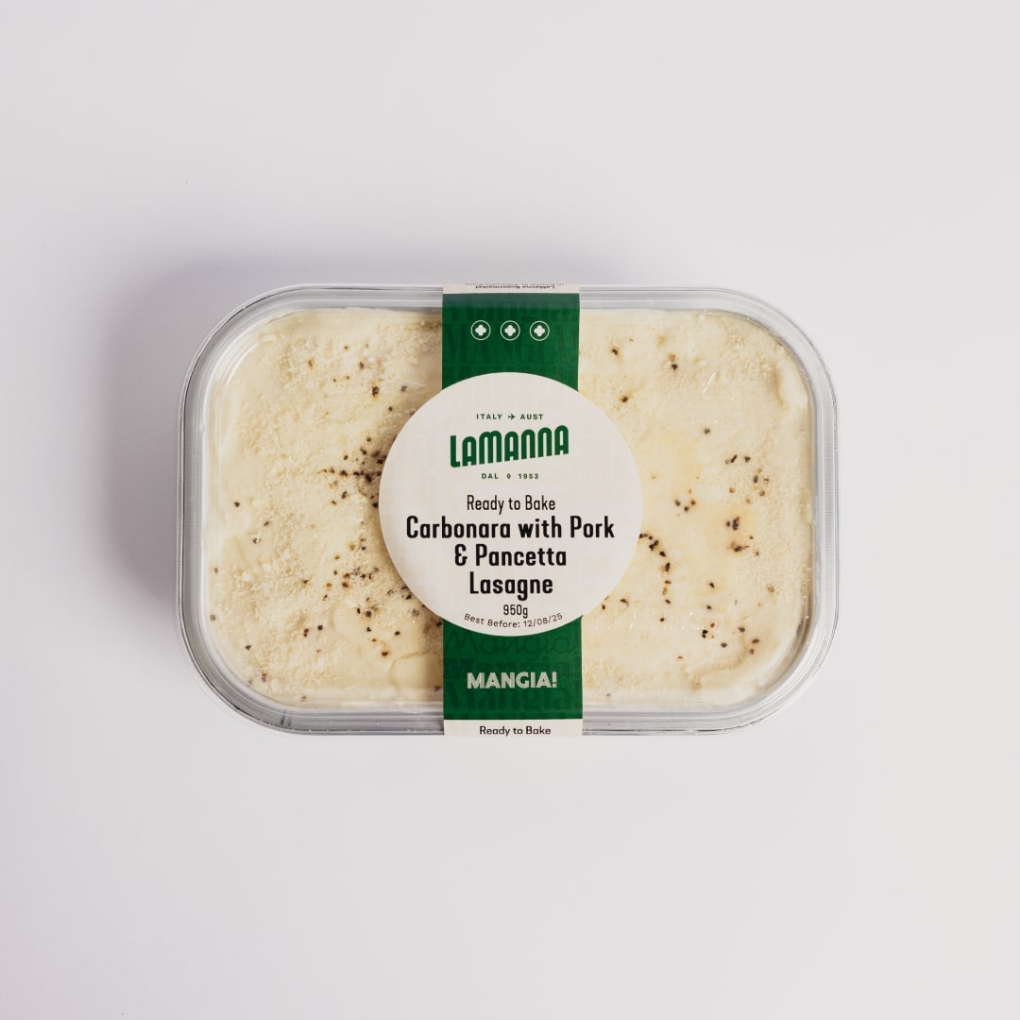 carbonara pork pancetta lasagne lamanna 950g