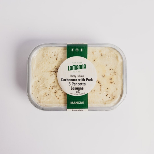 carbonara pork pancetta lasagne lamanna 950g