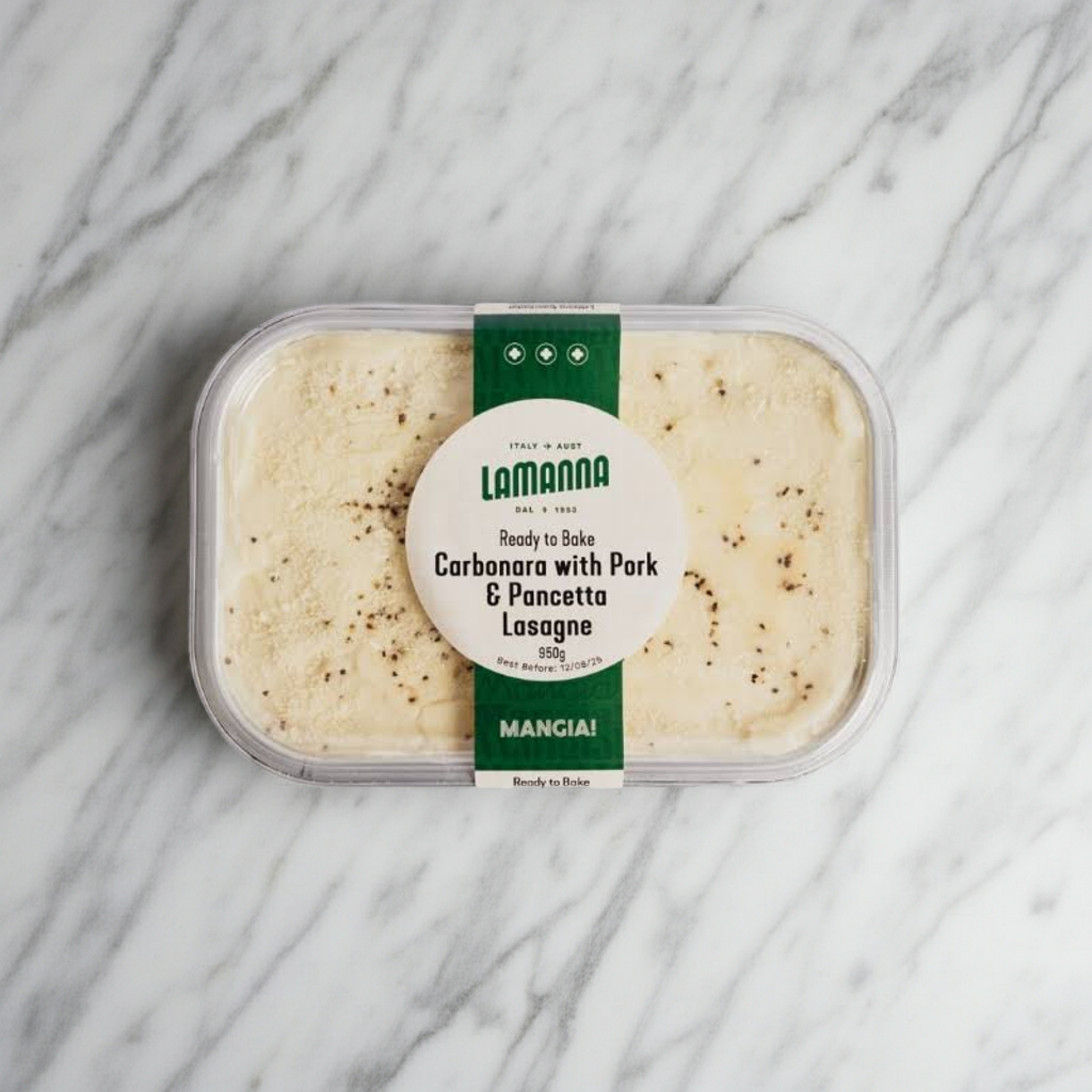 carbonara pork pancetta lasagne lamanna 950g