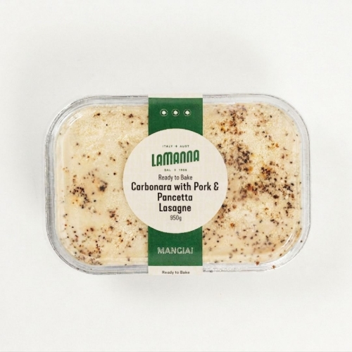 carbonara pork pancetta lasagne lamanna 950g
