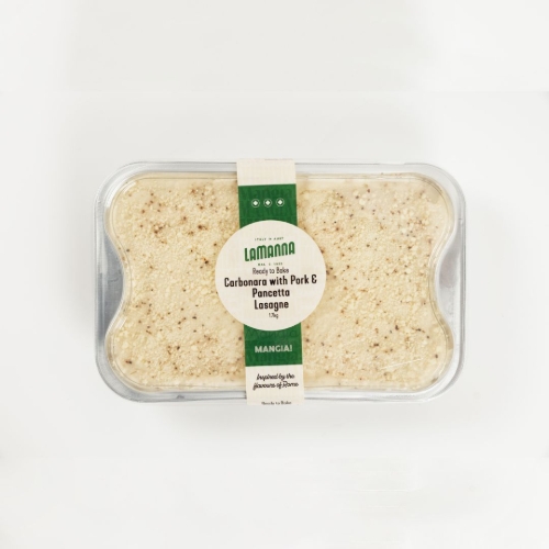 carbonara pork pancetta lasagne lamanna family size 1.7kg