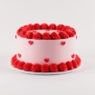 Mini Hearts Buttercream Cake with pink frosting and red heart decorations