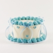 Mini Hearts Buttercream Cake with cream frosting and blue heart decorations with bow