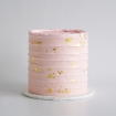 LaManna Pink Rough Lines Buttercream Cake with Gold Leaf
