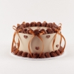 Mini Hearts Buttercream Cake with beige frosting and brown heart decorations with bows