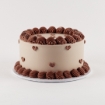 Mini Hearts Buttercream Cake with beige frosting and brown heart decorations
