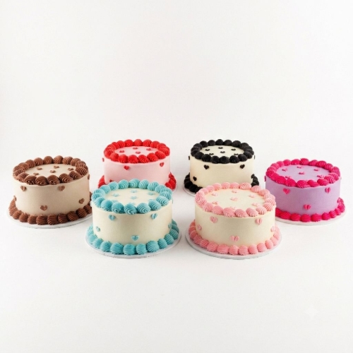 Mini Hearts Buttercream Cake Group Photo Assorted Colours
