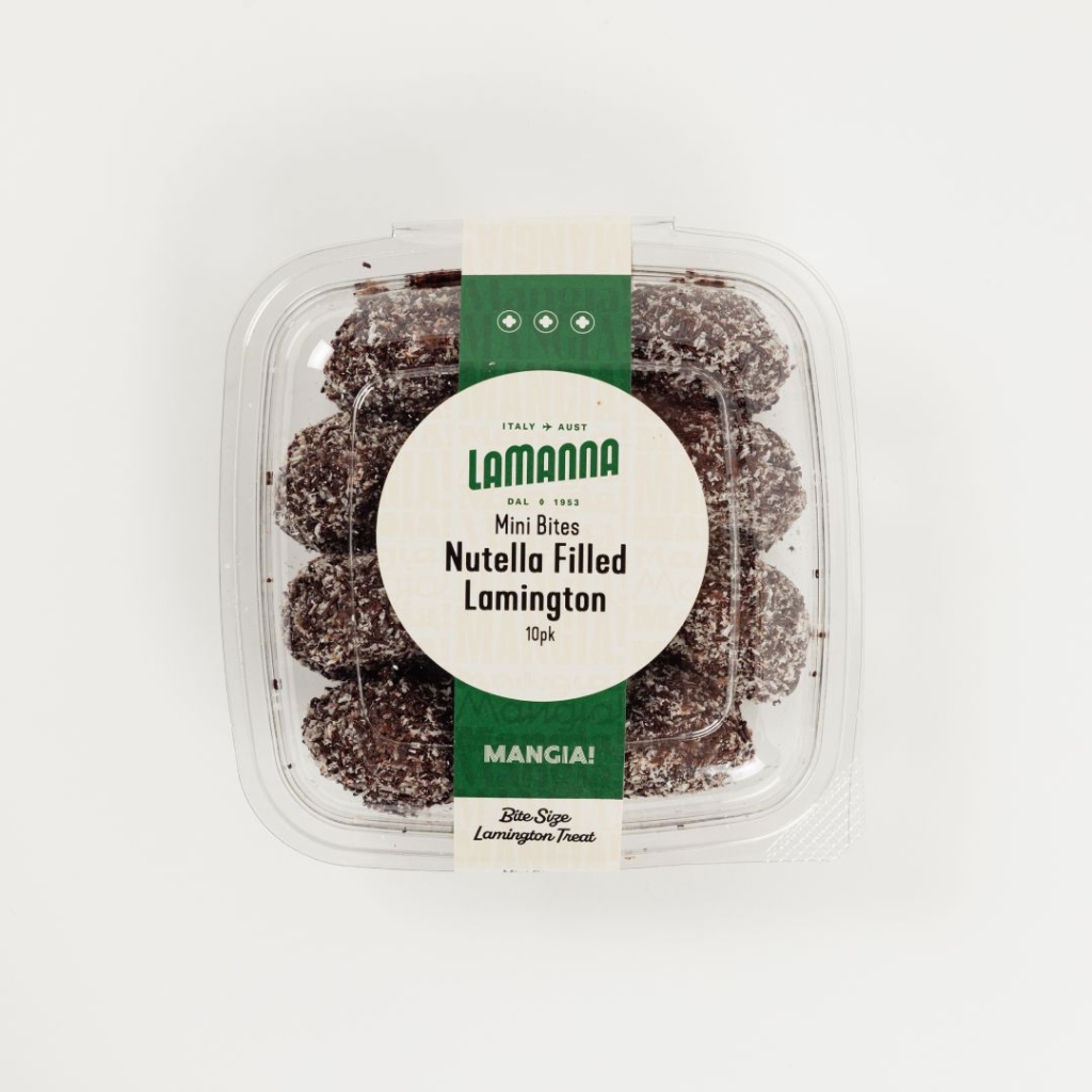 nutella filled lamington mini bites 10pk